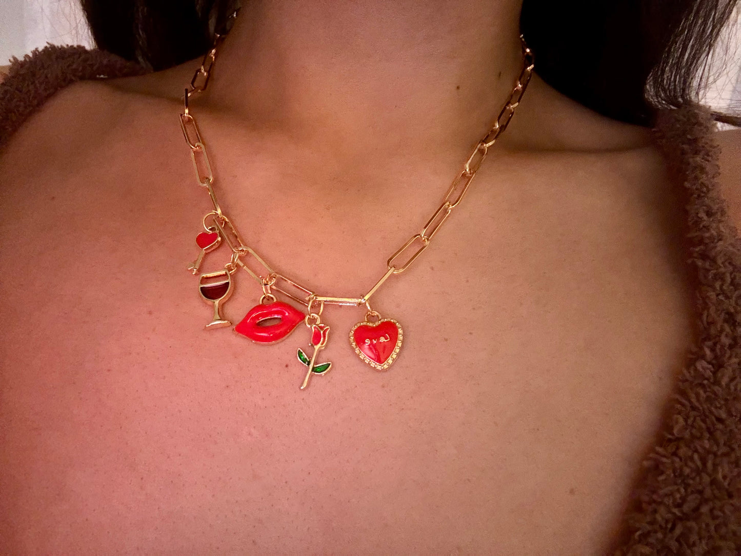Red charm necklace