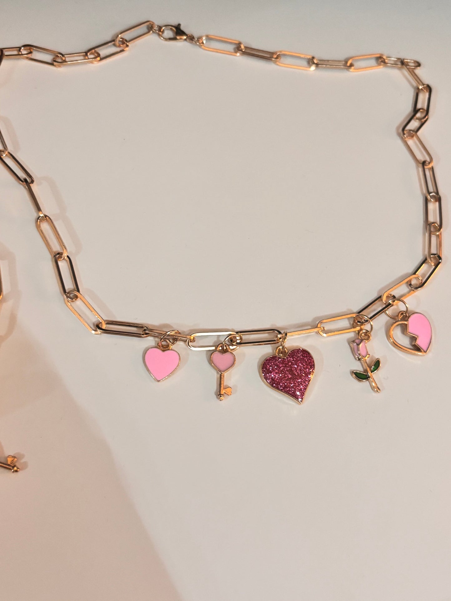 Pink charm necklace